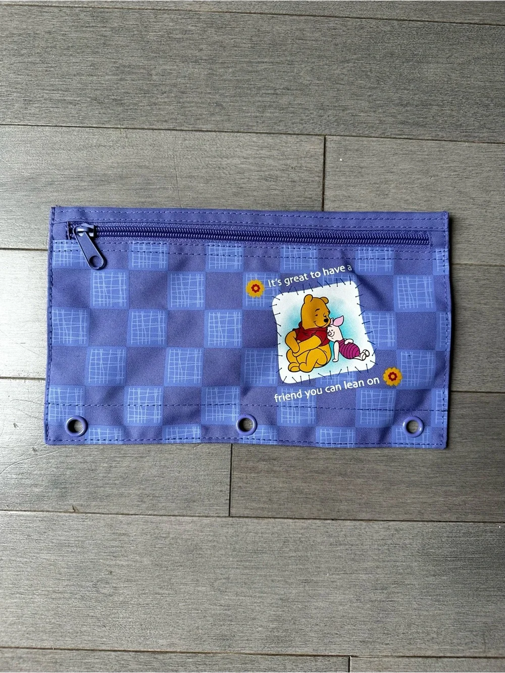 Vintage Pen Tab Disney Winnie The Pooh Piglet 3 Ring Binder Pencil Case School
